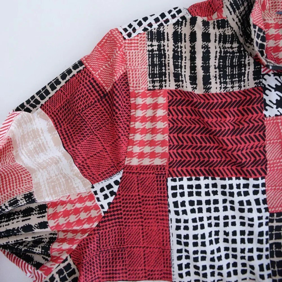 Vintage 90's Koret Sport Red & Black Patchwork Zip Windbreaker Bomber Jacket 26W - Picture 9 of 11